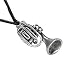 Trumpet Instrument Pewter Pendant Necklace