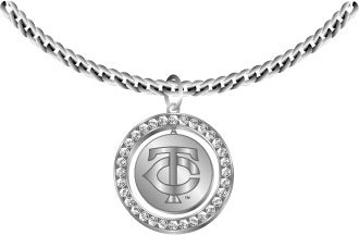 eternity necklace-Minnesota Twins Necklace w/ Crystal Eternity Spinner Charm Images