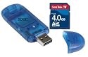 Sandisk 4GB Secure Digital SD HC Memory Card(SDSDB-4096, bulk) & BlueProton USB 2.0 Card Reader Writer (Blue)