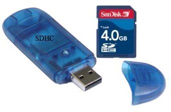 Sandisk 4GB Secure Digital SD HC Memory Card(SDSDB-4096, bulk) & BlueProton USB 2.0 Card Reader Writer (Blue)