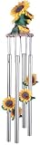 Wind Chime Round Top Sunflowers Hanging Porch Garden Decoration Decor