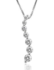 10K White Gold 7 Stone Swirl Journey Pendant(GH,I1-I2,0.25ct)