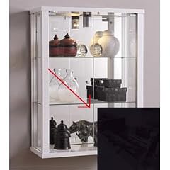 H�ngevitrine Meike schwarz Hochglanz mit Spiegelr�ckwand und Beleuchtung