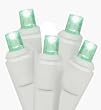Set of 50 Commercial Grade Green LED Wide Angle Christmas Lights - White Wire