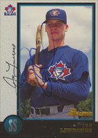 Joe Lawrence, Toronto Blue Jays, 1998 Bowman Autographed Card