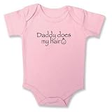 Trend Lab 13703 BODYSUIT- Pink Jersey w/Brown Screenprint "Daddy Does My Hair"; size 0-3 months