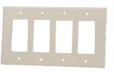 Leviton 80612-W 4-Gang Decora/GFCI Device Decora Wallplate, Midway Size, Thermoset, Device Mount, White