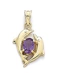 14k Amethyst Dolphin Pendant