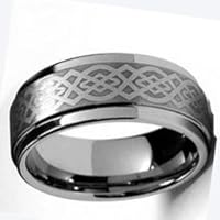 Tungsten Carbide Men's Ladies Unisex Ring Wedding Band 8MM (5/16 inch) High Polish Celtic Design Band Comfort Fit (Available in Sizes 8 to 12) size 11