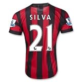 New Soccer Jersey 2012 Silva # 21 Manchester City Away Football Shirt with EPL Patch Size M-42", Xl- 46"