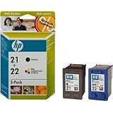 Zoom Produkt-Bild: Hewlett Packard HP Tintenpatrone Nr. 21/22 Schwarz/dreifarbig (ca. 165 Seiten)