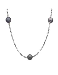 Tahitian Saltwater Cultured Pearl 14k White Gold Chain Link Necklace
