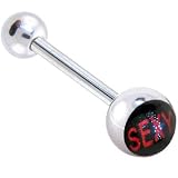 Black and Red SEXY Logo Barbell Tongue Ring