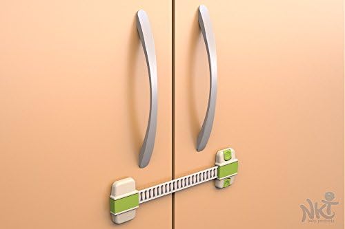 Child Safety Locks © - Pack of 6 Adjustable Length Versatile Green Cabinet Latches. Baby Safety Locks Can Be Used As Cabinet Locks, Drawer Lock, on Cupboards, Refrigerators, Appliances, Toilet Seats, etc. Essential Baby Proofing Tool. Free Replacement Guarantee!