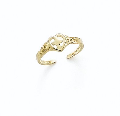 14K Cross in Heart Toe Ring - GH24001