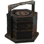 Handmade 11" Black Leather Decorative Storage/Jewelry Box With Ancient Chinese Coin Design
