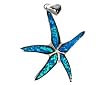 Lab Created Opal Pendant STERLING SILVER .925 Blue Star