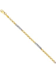 14k Semi-Solid White Gold Rolo Ladies Anklet 10" w/ Lobster Claw Clasp