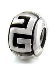 Genuine Ohm Beads (TM) Product. 925 Sterling Silver Greek Design Threaded European Spacer Bead Charm. 100% Satisfaction Guaranteed.