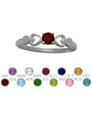 10 Karat White Gold Genuine Garnet Round Shape Baby Ring