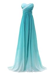 Apparel: JoyVany Ombre Chiffon Bridesmaid Dresses Gradient Pageant Party Dresses Jade Size 2