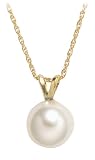 Freshwater Cultured Pearl 8.0-8.5mm Pendant on 14k Yellow Gold Chain, 18