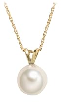 Freshwater Cultured Pearl 8.0-8.5mm Pendant on 14k Yellow Gold Chain, 18"