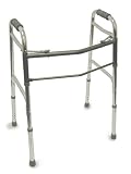 Duro-Med 2 Button Release Adjustable Aluminum Folding Walker, Silver
