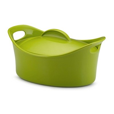 Bubble and Brown 4.25 Qt. Oval Covered Casserole in Green