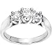 Jewelry : 14K White Gold Created Moissanite 3 Stone Anniversary Band Ring