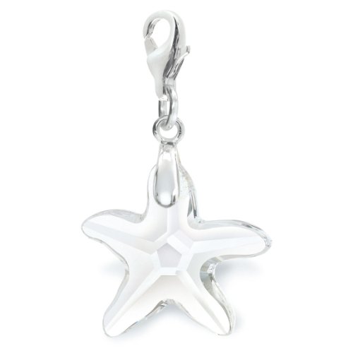 Starfish Large Charm, crystal/silver-plated, 20 mm