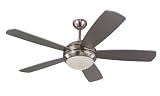 Monte Carlo 5DI52BSD Discus, 52-Inch 5-Blade Ceiling Fan with Light Kit, Brushed Steel Motor Finish and Silver Blades