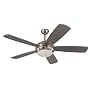 Monte Carlo 5DI52BSD-L Discus 52-Inch Contemporary Ceiling Fan with Light Kit and Five Silver Blades, Brushed Steel