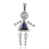 Sterling Silver February Birthstone Amethyst Girl Pendant
