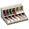 MMF Industries Products - Coin Wrapper/Bill Strap Rack, 10-5/8"x8-5/16"x5-3/8", Putty - Sold as 1 EA - Two-level storage combination money rack contains 12 divided compartments for coin wrapper and bill strap storage. Use top tray for miscellaneous items. Open design allows easy retrieval of contents. Rack is made of plastic.