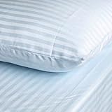 100% Cotton Sabrina 500 Thread Count Sateen Stripe Bed Sheet Set Lightblue King