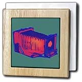 KIKE CALVO vintage camera collection - Picture of a Vintage red and blue classical view camera with bellows - Tile Napkin Holders