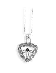 Necklace with Hammered Sterling Silver and Green Tourmaline Pendant