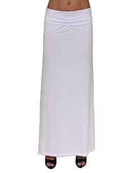 Apparel: Gorgeous Womens Rayon Span Full Length MAXI SKIRT: White (LARGE)