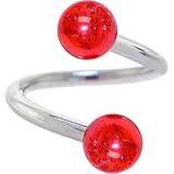 Ruby Red Glitter SPIRAL Belly Button Ring