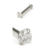 Nose Lip Bones 1.5mm CZ Cubic Zirconia Four 4 Prong Sterling Silver Setting 2 Pcs