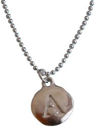 Sterling Silver Round Initial Charm Letter N Hand Stamped With 16" Silver Bead Chain