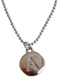 Sterling Silver Round Initial Charm Letter J Hand Stamped With 16" Silver Bead Chain