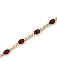 14K Yellow Gold Oval Garnet Bracelet