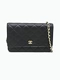 CHANEL(シャネル) マトラッセ チェーンウォレット 黒 ブラック ゴールド金具 美品 A33814 財布 長財布