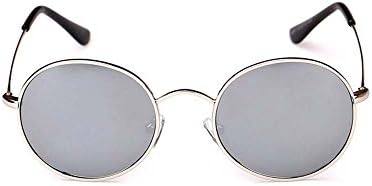 Children's classic retro small round frame sunglasses Prince mirror polarized sunglasses anti-luster film (Silver frame silver reflective)