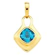 14K Yellow Gold Swiss Blue Topaz Pendant