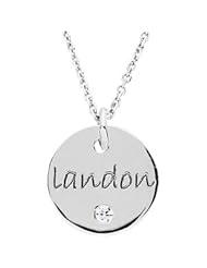 Posh Mommy Engravable 4 Disc Pendant - White Gold with 2.0 mm Imitation Stone