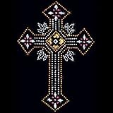 Ornate Cross Rhinestud Adult T-Shirt