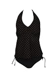 Womens Marina West Plus Size Swimsuit, Tankini, Halter, Bikini, Black W/brown Dots